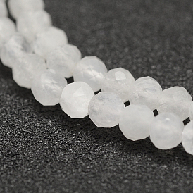 Natural Rainbow Moonstone Beads Strands, Faceted, Round