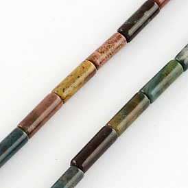 Natural Indian Agate Beads Strands, Tube, 13x4~5mm, Hole: 1mm, about 27~30pcs/strand, 15.3 inch