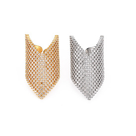 Brass Micro Pave Cubic Zirconia Cuff Rings, Open Rings for Women, Cadmium Free & Nickel Free & Lead Free
