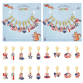 Подвесные маркеры петель в стиле американского флага, подвески из сплава эмали крючком с застежкой-лобстером, маркер с замком и кольцом с подвеской в виде винного бокала, разнообразные