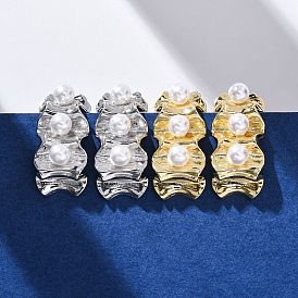 Латунь серьги, с ABS имитации жемчуга, без свинца и без кадмия, долговечный, стойки покрытие, круглые