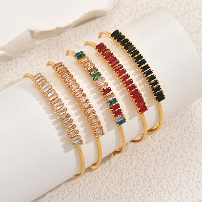 Регулируемые железные браслеты, прямоугольные кубические циркониевые украшения для женщин, с очарованием колокола