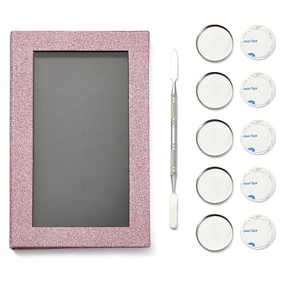 Magnetic Empty Makeup Palette, with 20PCS Removable Iron Pans & 1PC Spatula & 20PCS Adhesive Metal Stickers, for Eyeshadow Lipstick Makeup Pallet