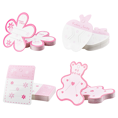 Hair Clip Display Cards, Hanging Dangle Holder Cardboard Tags, Flower & Apple & Bear & Rectangle