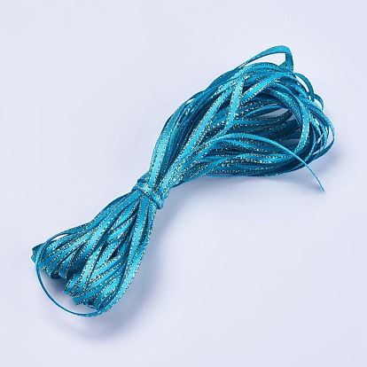Double Face Satin Ribbon, Polyester Satin Ribbons, Golden Wired Edge