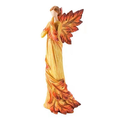 Autumn Resin Maple Leaf Angel Figurines, for Home Office Desktop Decoration