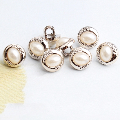 ABS Plastic Shank Buttons, with Plastic Imitation Pearl, for Garment Accessories