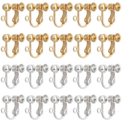 20 шт. 2 цвета детали клипс из латуни, компоненты винт обратно ушной провод без пирсинга конвертер серег, с петлей, для изготовления ювелирных изделий