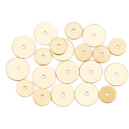 400Pcs 2 Style Brass Spacer Beads, Long-Lasting Plated, Disc