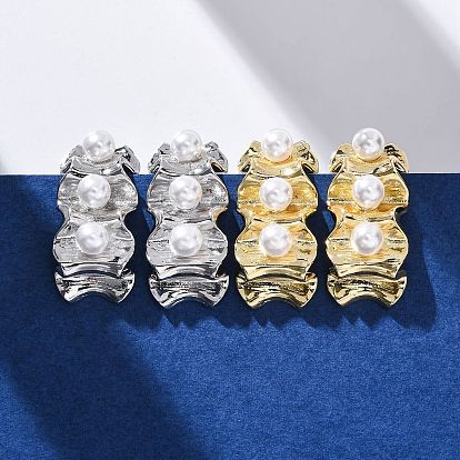 Латунь серьги, с ABS имитации жемчуга, без свинца и без кадмия, долговечный, стойки покрытие, круглые