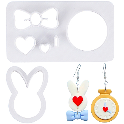 2шт 2 стиль пластиковые резаки для глины, инструмент для лепки из глины, бантик, круглый, сердце и кролик