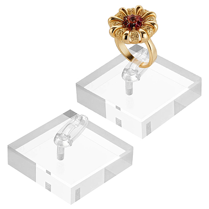 Présentoirs à anneau unique en acrylique, présentoir à bijoux pour bagues, carrée