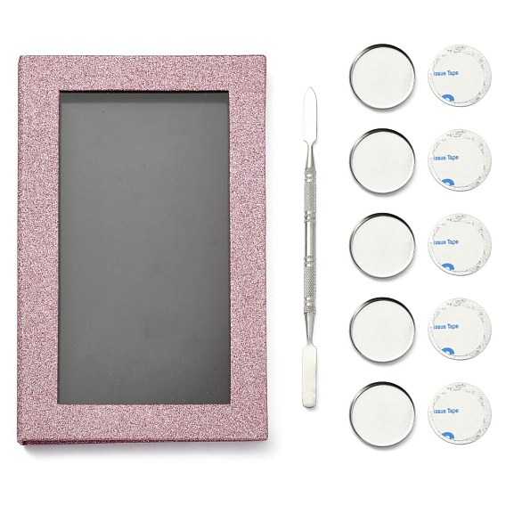 Magnetic Empty Makeup Palette, with 20PCS Removable Iron Pans & 1PC Spatula & 20PCS Adhesive Metal Stickers, for Eyeshadow Lipstick Makeup Pallet