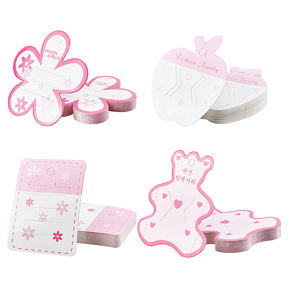 Hair Clip Display Cards, Hanging Dangle Holder Cardboard Tags, Flower & Apple & Bear & Rectangle