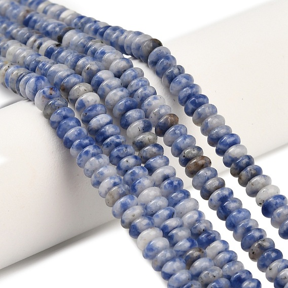 Натуральное синее пятно нитки из бисера яшмы, рондель