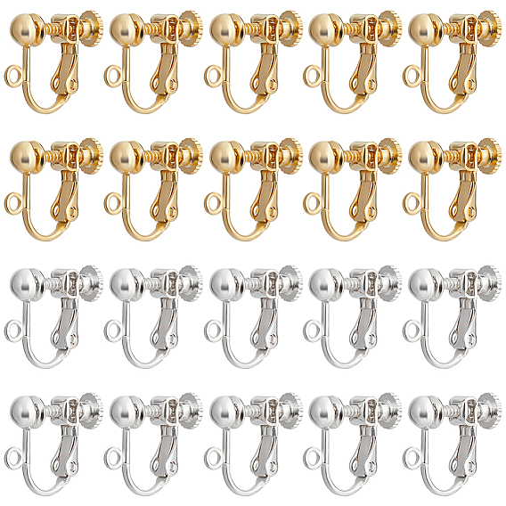 20 шт. 2 цвета детали клипс из латуни, компоненты винт обратно ушной провод без пирсинга конвертер серег, с петлей, для изготовления ювелирных изделий