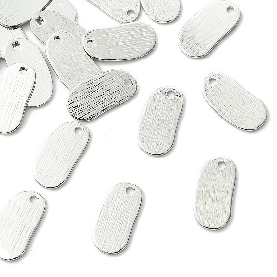 SHEGRACE Brass Pendants, Oval Charms, Stamping Blank Tag, Brushed Finish, Cadmium Free & Lead Free & Nickel Free