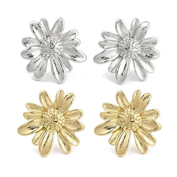 Fleur 304 boucles d'oreilles en acier inoxydable pour femmes