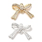 Шармы-соединители из латуни с микропаве из прозрачного кубического циркония, без кадмия, без никеля и без свинца, бантом