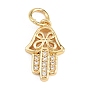 Латунные микропаве прозрачные подвески с фианитом, hamsa hand charms, долговечный, стойки покрытие, без свинца и без кадмия