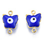 304 Stainless Steel Enamel Connector Charms, Real 18K Gold Plated, Butterfly with Evil Eye Charm