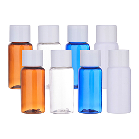 BENECREAT 15ml PET Plastic Liquid Bottle Sets, Refillable Bottles, with PP Plastic Cap & Inner Plug, Round Shoulder