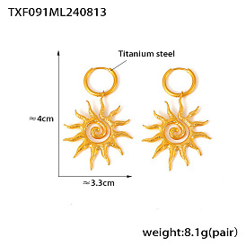 Солнце 304 Серьги-кольца из нержавеющей стали