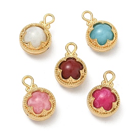 304 подвески из нержавеющей стали смолы, плоский круглый с цветными чарами, реальный 18 k позолоченный, вакуумное покрытие pvd, долговечный