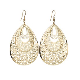 Серьги-подвески из сплава в стиле бохо с полыми каплями