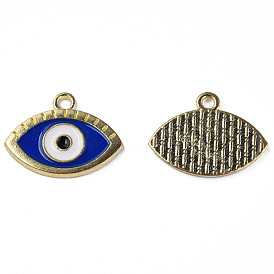 Alloy Enamel Pendants, Cadmium Free & Lead Free, Light Gold, Evil Eye
