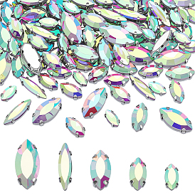 120Шитье со стразами, многожильных ссылки, стекло горный хрусталь, с латунными зубцами в платиновых тонах, лошадиный глаз 