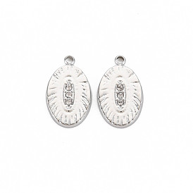 304 Stainless Steel Pendants, with Crystal Rhinestone, Oval Charms