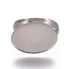 304 Stainless Steel Finger Rings Components, Pad Ring Base Findings, Oval
