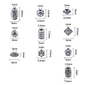 Tibetan Style Alloy Beads, Mixed Shapes