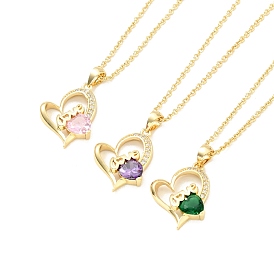 Кубический цирконий сердце с кулоном слово любовь ожерелье, позолоченные латунные украшения для женщин