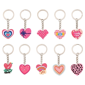 10шт. 10 стили брелоки из ПВХ, сердце