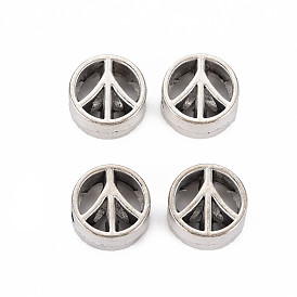 Tibetan Style Alloy European Beads, Cadmium Free & Lead Free, Peace Sign