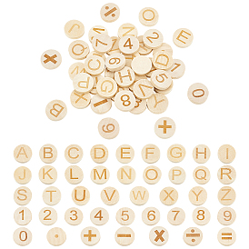 42шт. 42 стили, деревянные гравированные плоские круглые чипсы, письмо и номер