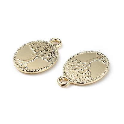 Alloy Pendants, Oval with Tree of Life Charm