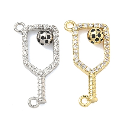 Латунные микропаве прозрачные подвески с фианитом, подвески для ракеток для пиклбола, с эмалью, без кадмия и без свинца, долговечный, стойки покрытие