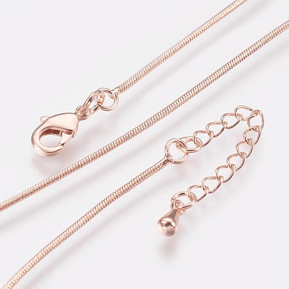 Long-Lasting Plated Brass Snake Chain Necklaces, with Lobster Claw Clasp, Nickel Free