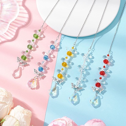 Подвесные ловцы солнца из листового стекла, Связанное звено-бабочка в тибетском стиле для декора на открытом воздухе и в саду