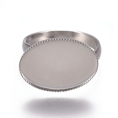 304 Stainless Steel Finger Rings Components, Pad Ring Base Findings, Oval