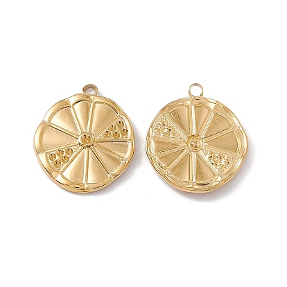 304 Настройки горный хрусталь из нержавеющей стали кулон, плоский круглый с оранжевым рисунком