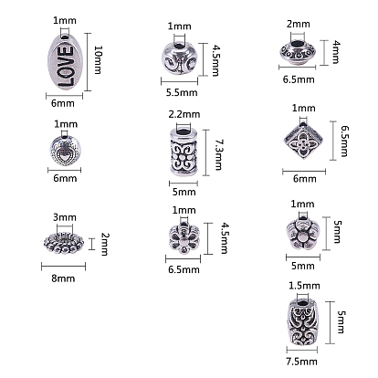 Tibetan Style Alloy Beads, Mixed Shapes