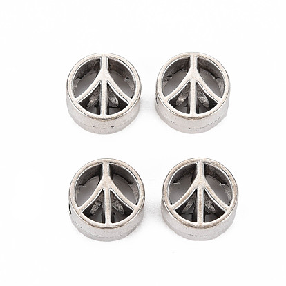 Tibetan Style Alloy European Beads, Cadmium Free & Lead Free, Peace Sign