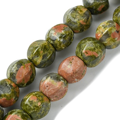 Natural Unakite Beads Strands, Faceted, Round