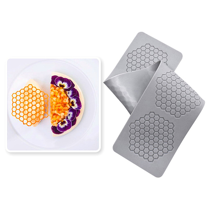 Silicone Embossing Lace Fondant Moulds, Rectangle with Honeycomb Patterns, Lace Mat For DIY Cake Bakeware
