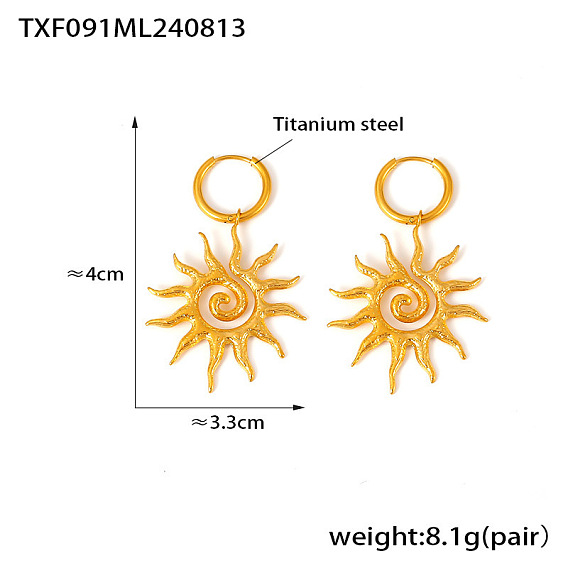 Солнце 304 Серьги-кольца из нержавеющей стали