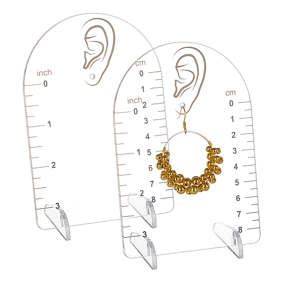 Акриловые подставки для сережек с наклонной спинкой в форме арки со шкалой